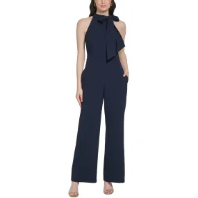 Vince Camuto Womens Petites Wide Legs Tie-Neck Jumpsuit