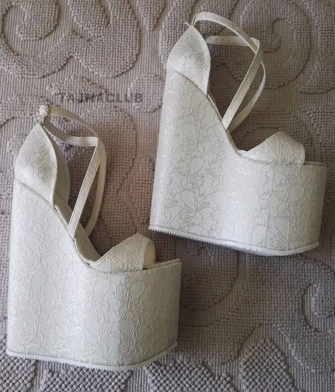 Wedding Sandals Wedge Heel Cross Strap Platform High Heels Shoes