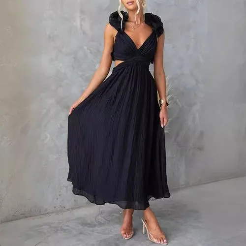 Women's Regular Dress Sexy Collarless Sleeveless Solid Color Midi Dress Daily