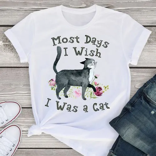 Women's T-shirt Short Sleeve T-shirts Printing Fashion Animal Letter