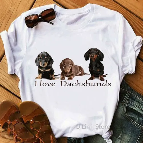 Women's T-shirt Short Sleeve T-shirts Printing Fashion Letter Dog