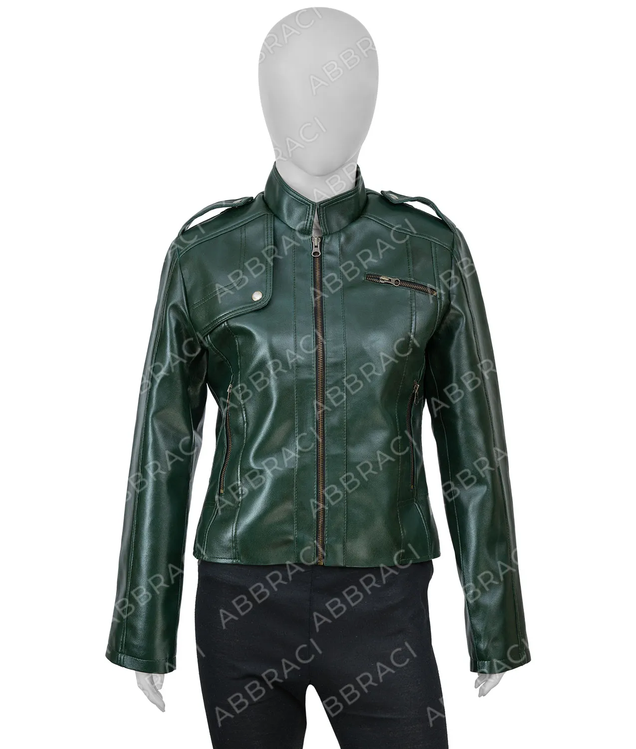 Women’s Green Faux Leather Moto Jacket | Green Jacket