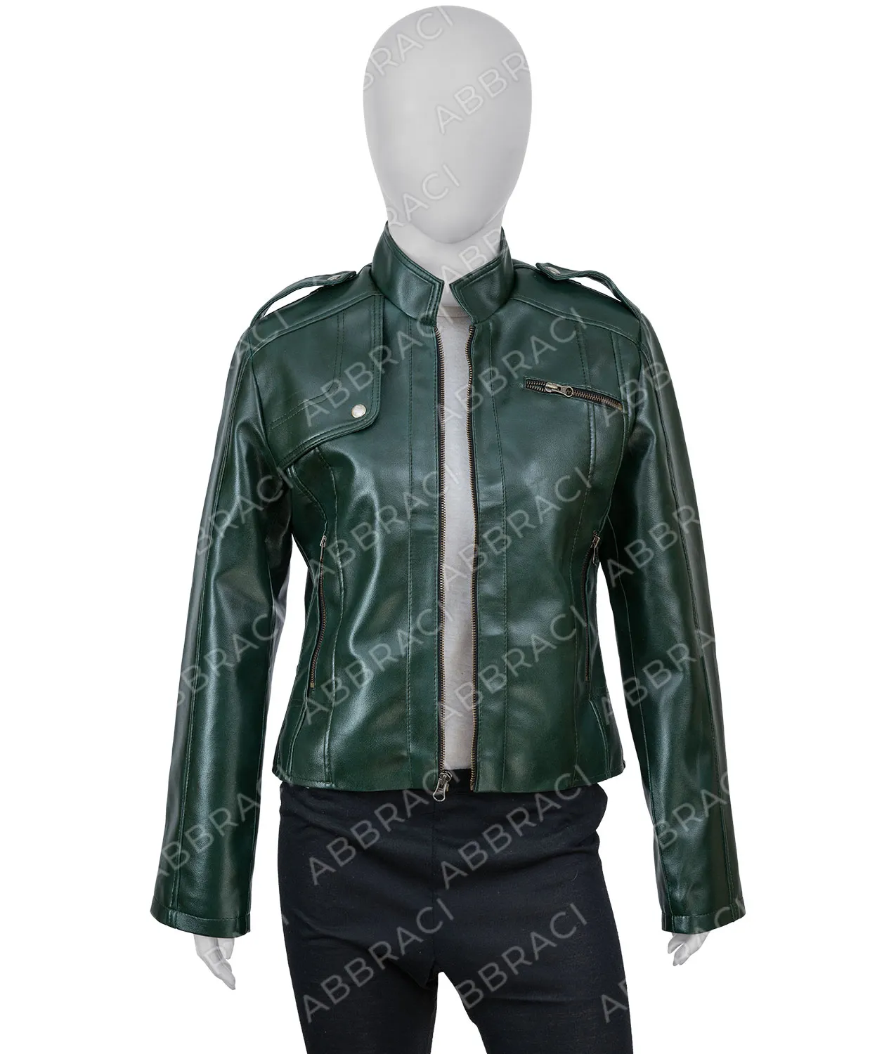 Women’s Green Faux Leather Moto Jacket | Green Jacket