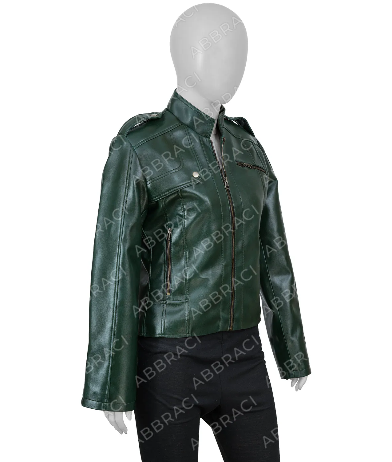 Women’s Green Faux Leather Moto Jacket | Green Jacket