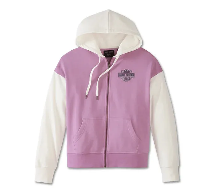 Women's Special Racer Front Zip Front Hoodie - Colorblocked - Lavender Herb - 97452-23VW