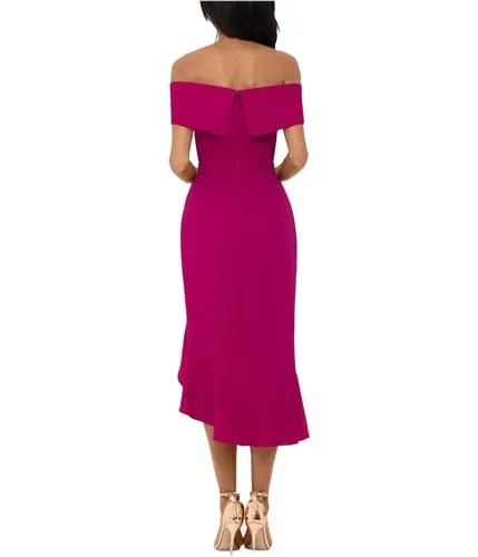 Xscape Womens Ruffle Flounce Midi Dress