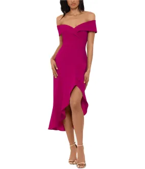 Xscape Womens Ruffle Flounce Midi Dress