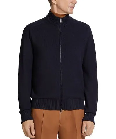 Zegna Cashseta Zip Front Cardigan Sweater